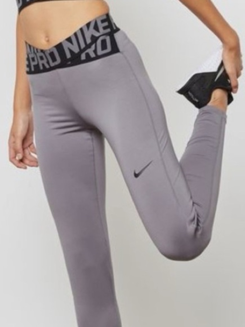 Nike Crossover Waistband High-Rise Grey Leggings